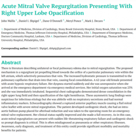 Acute Mitral Valve Regurgitation Presenting With Right Upper Lobe Opacification (Shpigel)